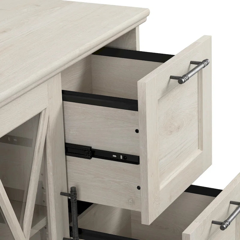 Seitlicher Aktenschrank mit 2 Schubladen und Regalböden