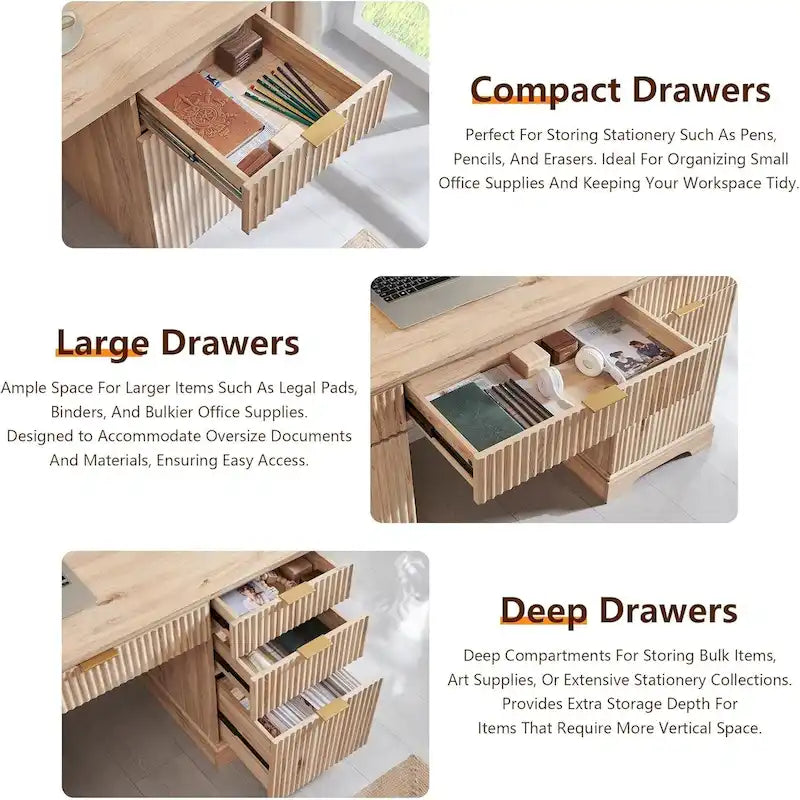Bureau de direction moderne avec rangement, bureau en bois pour bureau à domicile