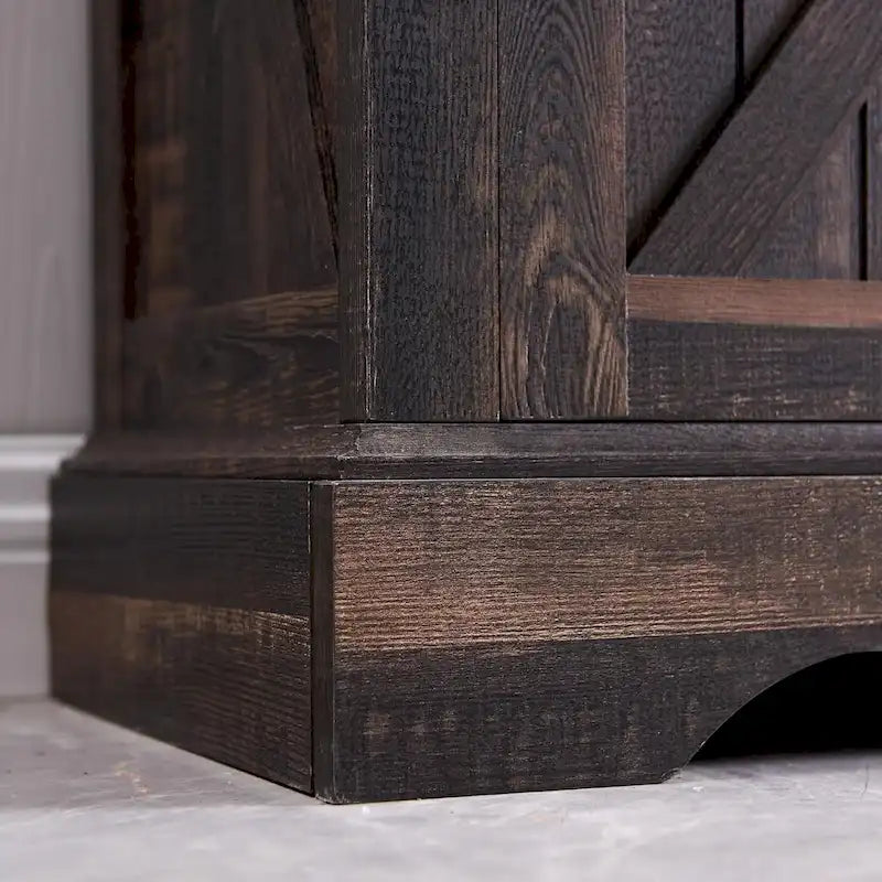Farmhouse Rustic 68-Inch Tall Corner Storage Cabinet with Barn Door