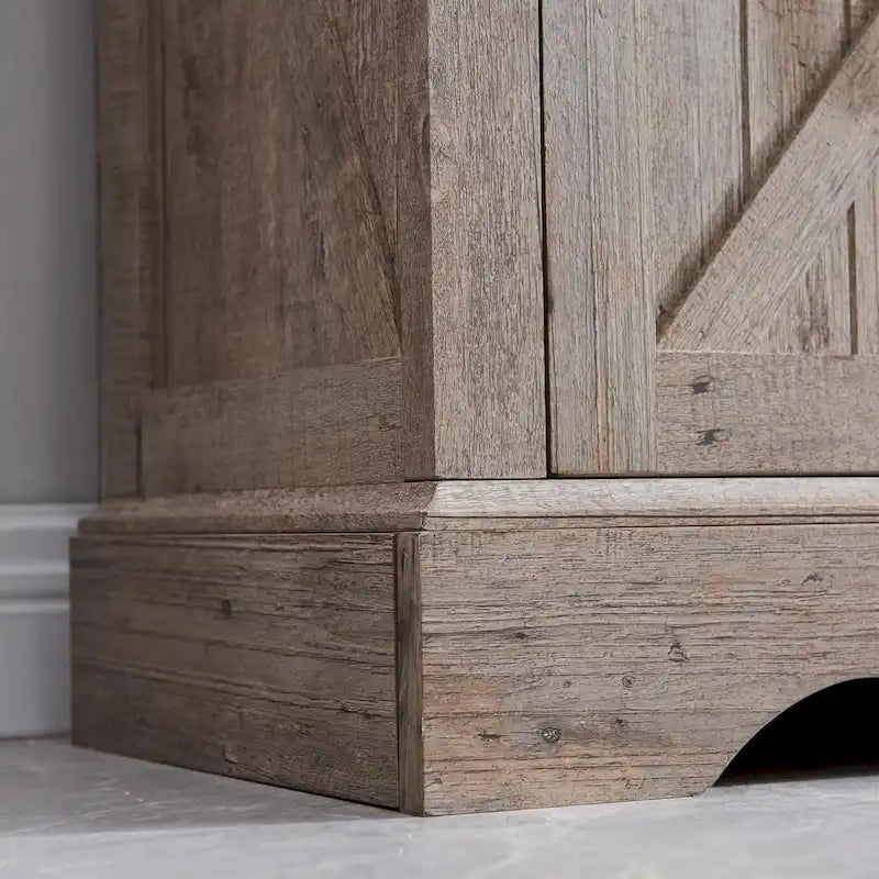 Farmhouse Rustic 68-Inch Tall Corner Storage Cabinet with Barn Door