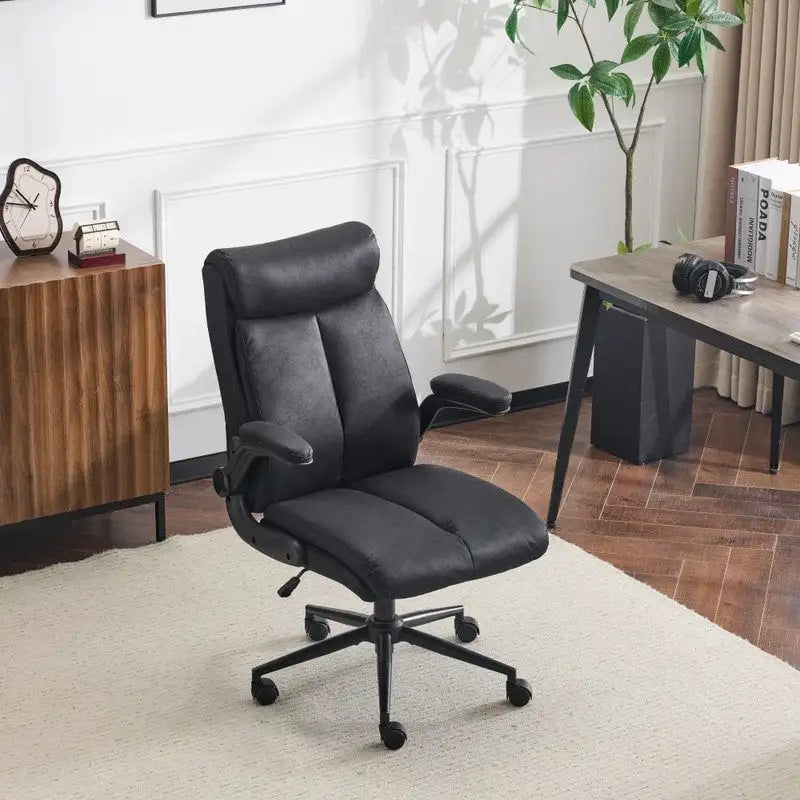 Chaise de bureau pivotante à dossier mi-haut de 28 W avec accoudoirs rabattables réglables