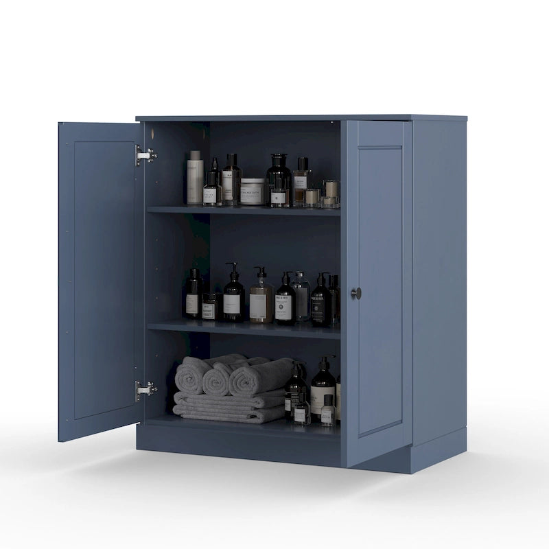 32" Solid Wood Bathroom Cabinet with Solid Doors and Adjustable Shelves