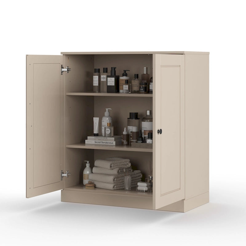 32" Solid Wood Bathroom Cabinet with Solid Doors and Adjustable Shelves