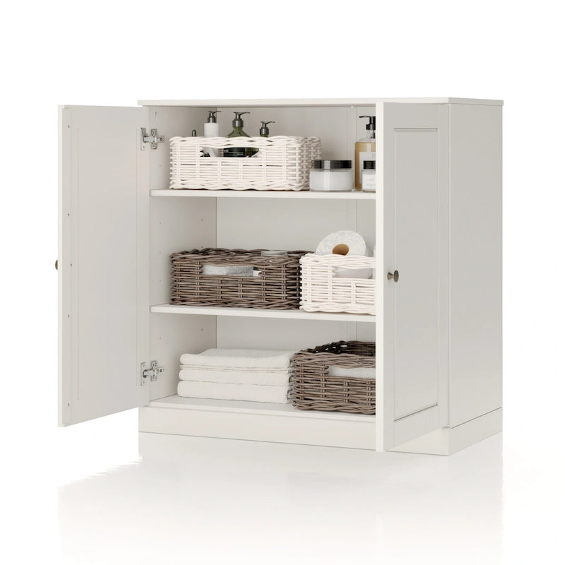 32" Solid Wood Bathroom Cabinet with Solid Doors and Adjustable Shelves