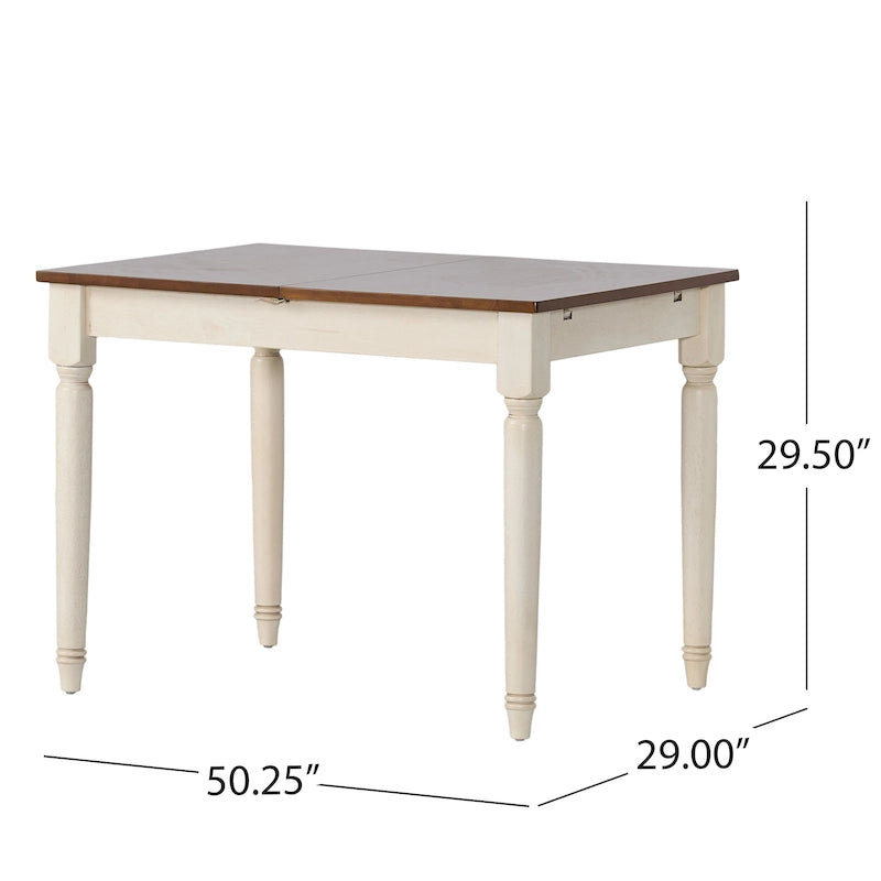 Table de salle à manger en bois multicolore avec rallonge