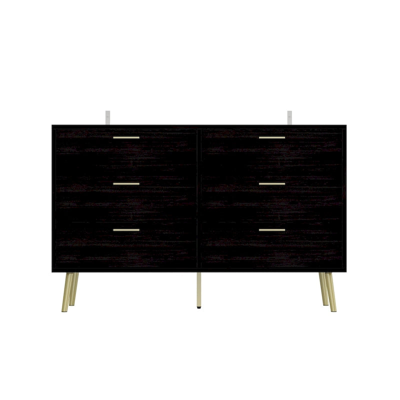 Modern Double 6-Drawer Dresser Chest of Drawers Cabinet