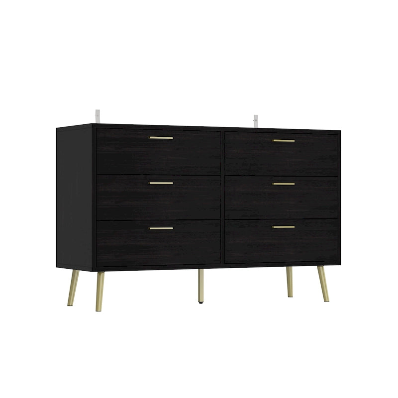 Modern Double 6-Drawer Dresser Chest of Drawers Cabinet