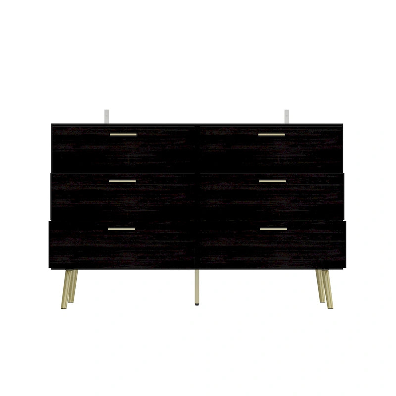 Modern Double 6-Drawer Dresser Chest of Drawers Cabinet