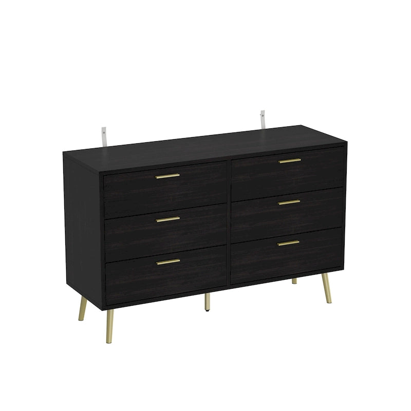 Modern Double 6-Drawer Dresser Chest of Drawers Cabinet
