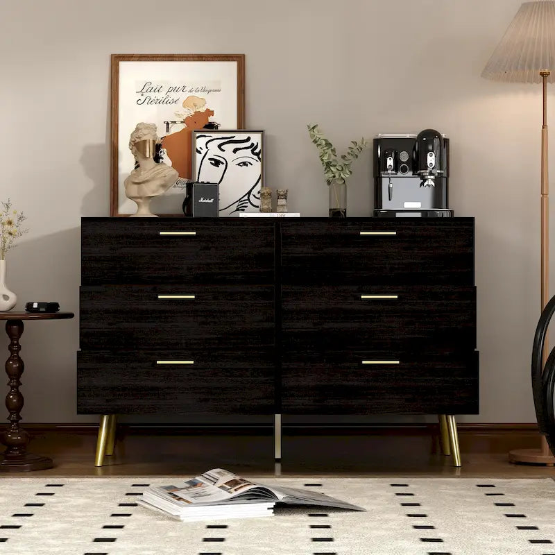 Modern Double 6-Drawer Dresser Chest of Drawers Cabinet