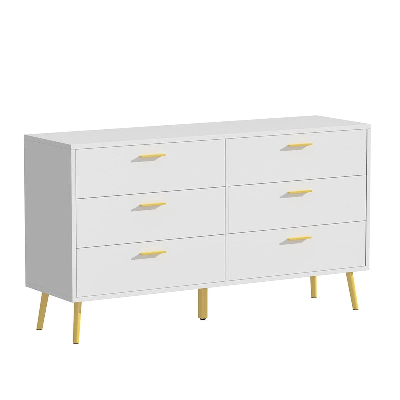 Modern Double 6-Drawer Dresser Chest of Drawers Cabinet