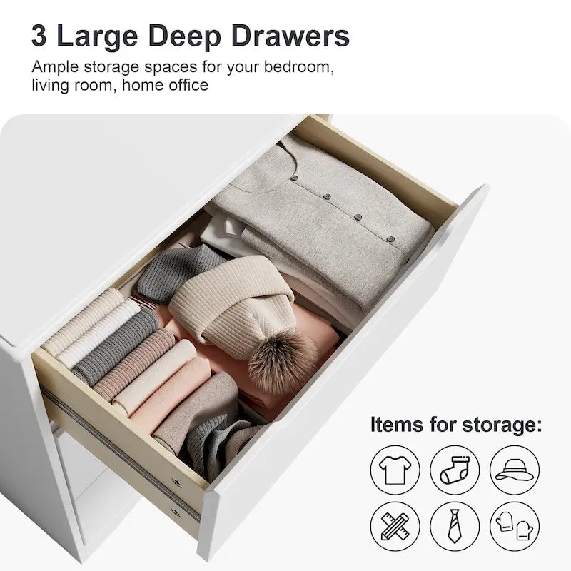 4 Drawer Dresser Chest of Drawers White for Bedroom Modern Style
