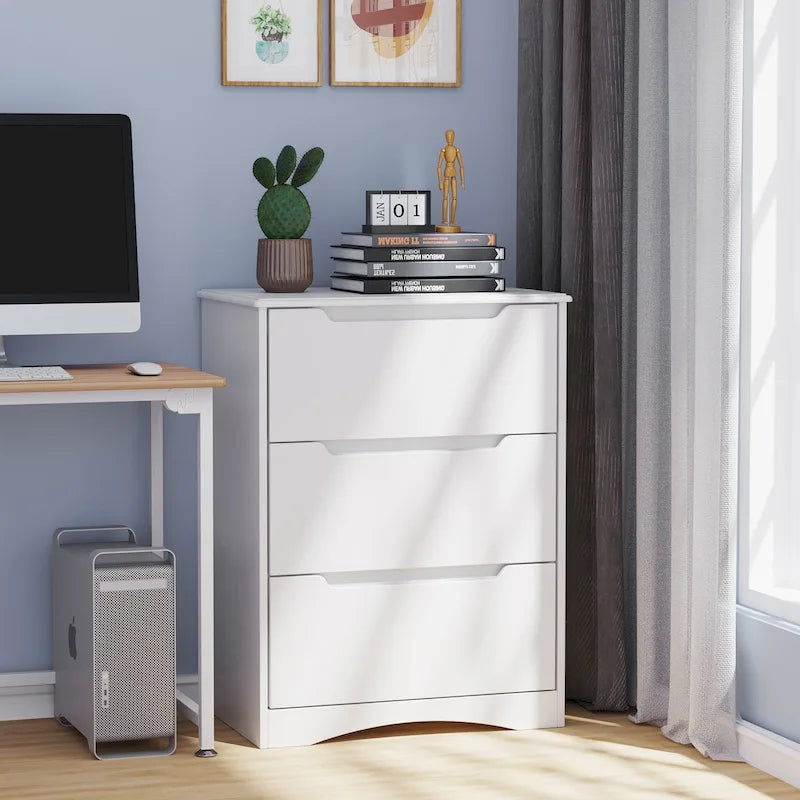 4 Drawer Dresser Chest of Drawers White for Bedroom Modern Style