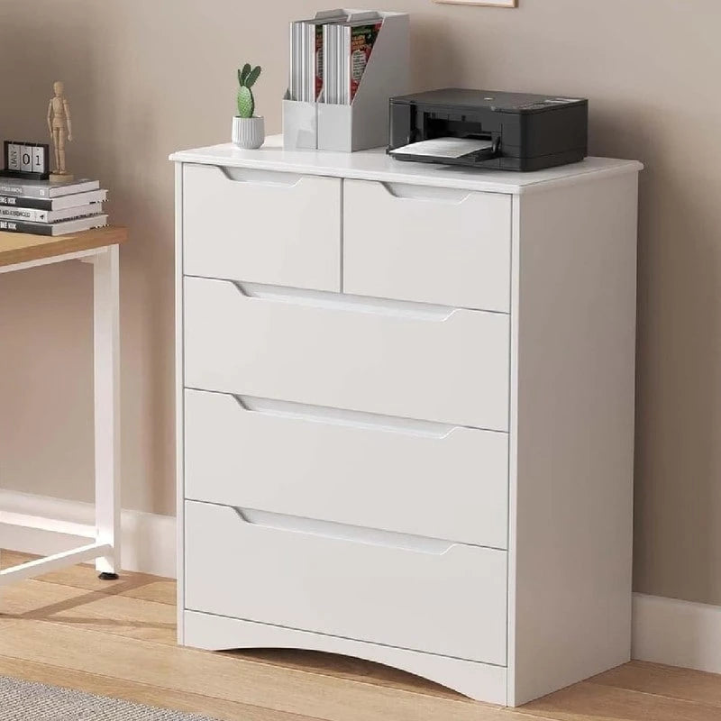 4 Drawer Dresser Chest of Drawers White for Bedroom Modern Style