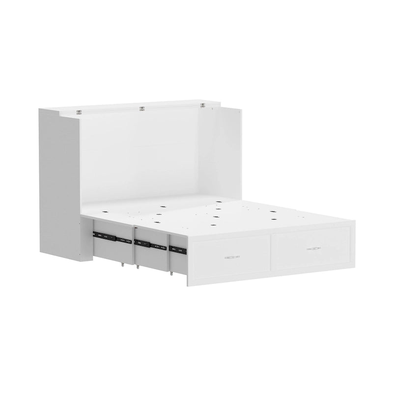 Lit escamotable double avec coffre et tiroirs pour bureau à domicile ou petite pièce