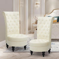Ensemble de 2 fauteuils royaux de type trône, rembourrage épais et pieds en bois d’hévéa