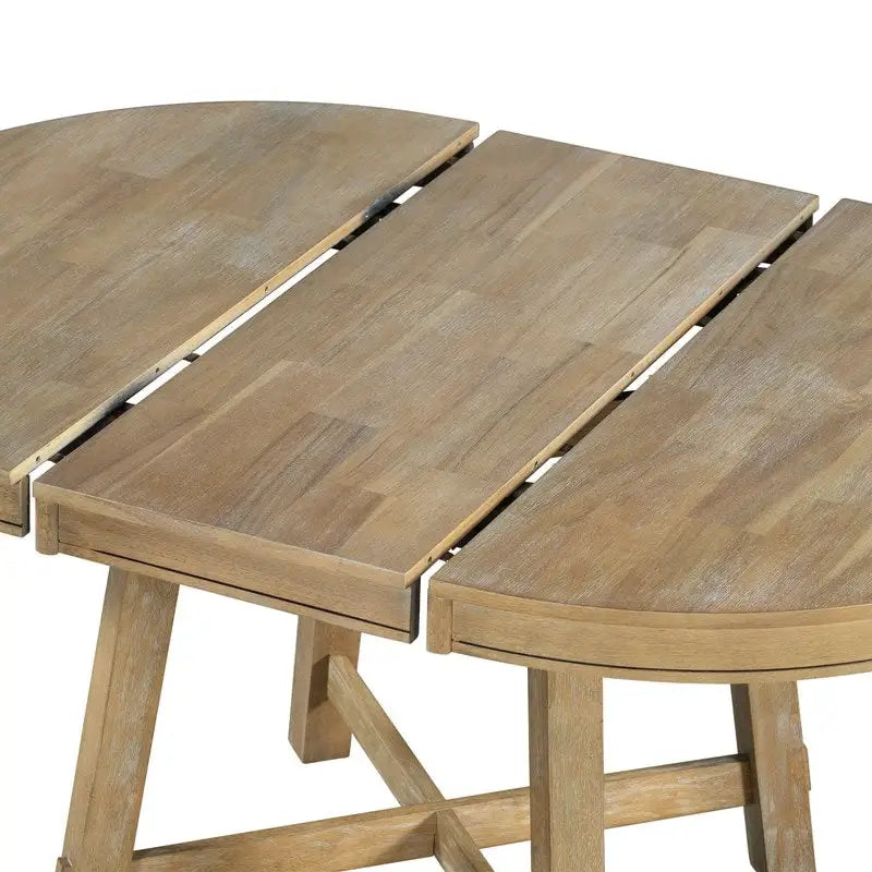 Table à manger ronde extensible de style champêtre avec rallonge de 16 pouces