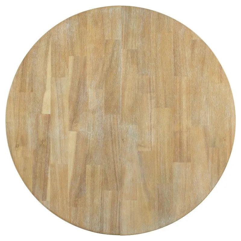 Table à manger ronde extensible de style champêtre avec rallonge de 16 pouces