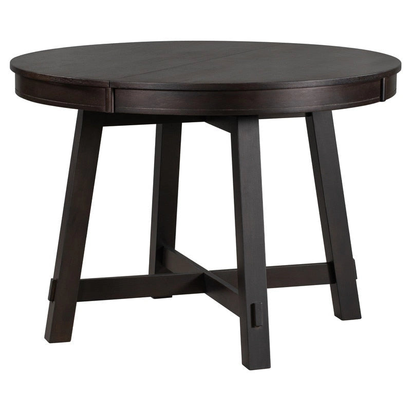 Table à manger ronde extensible de style champêtre avec rallonge de 16 pouces