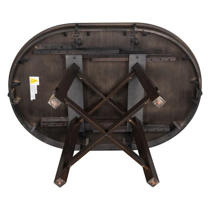 Table à manger ronde extensible de style champêtre avec rallonge de 16 pouces