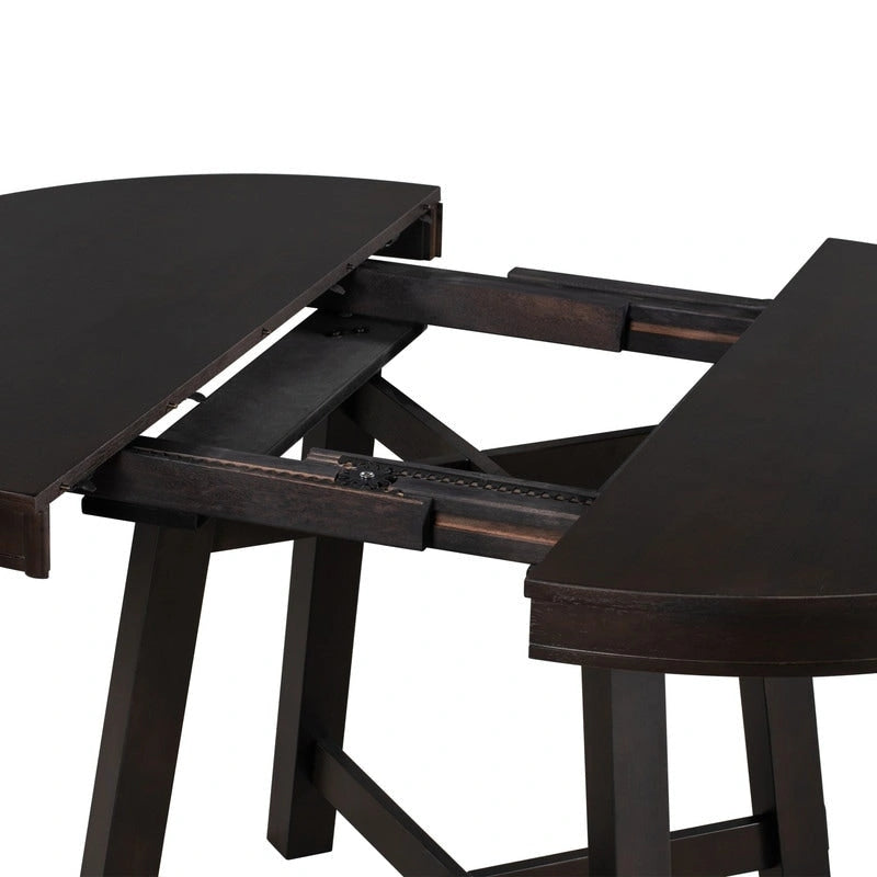 Table à manger ronde extensible de style champêtre avec rallonge de 16 pouces