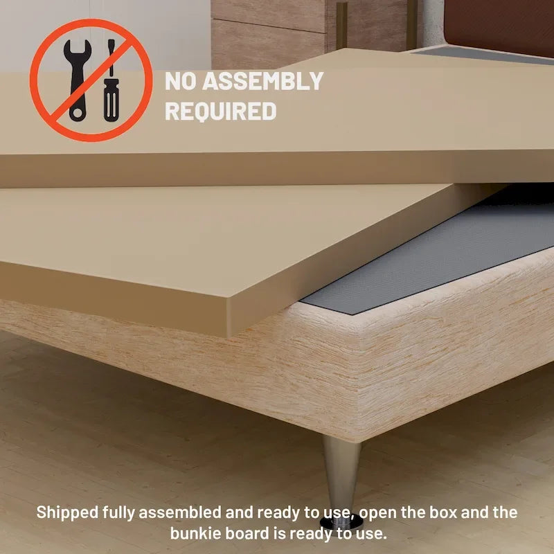 1.5-Inch Split Bunkie Board for Mattress Bed Support Fully Assembled Gray