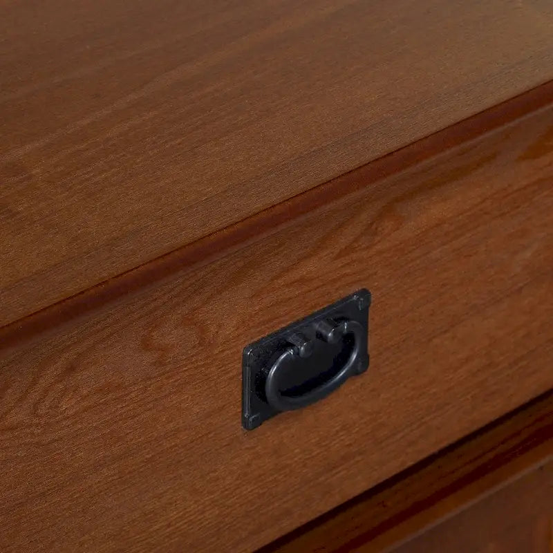 Mission Style Solid Wood Corner Cabinet with Pull-Out Tray and Storage