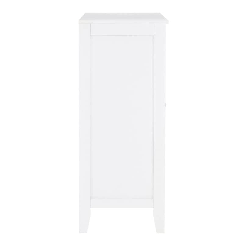 Grande armoire blanche à portes vitrées et trois étagères