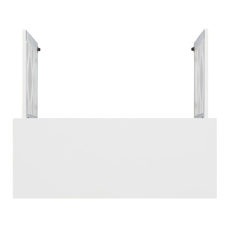 Grande armoire blanche à portes vitrées et trois étagères