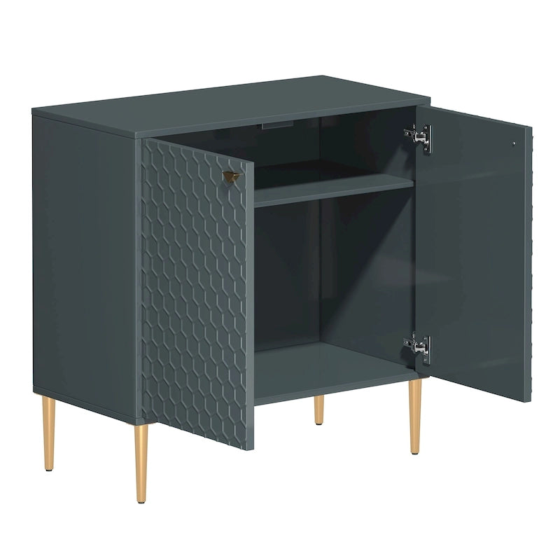 Aufbewahrungsschrank mit 2 Türen, verstellbarem Einlegeboden und goldfarbenen Metallbeinen, modernes Sideboard