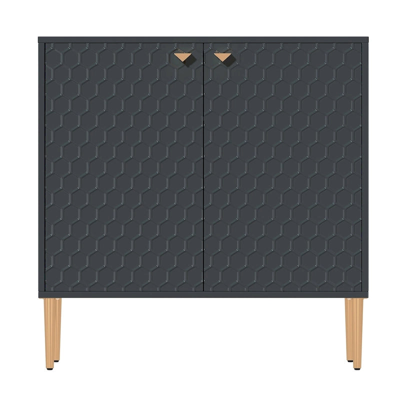 Aufbewahrungsschrank mit 2 Türen, verstellbarem Einlegeboden und goldfarbenen Metallbeinen, modernes Sideboard
