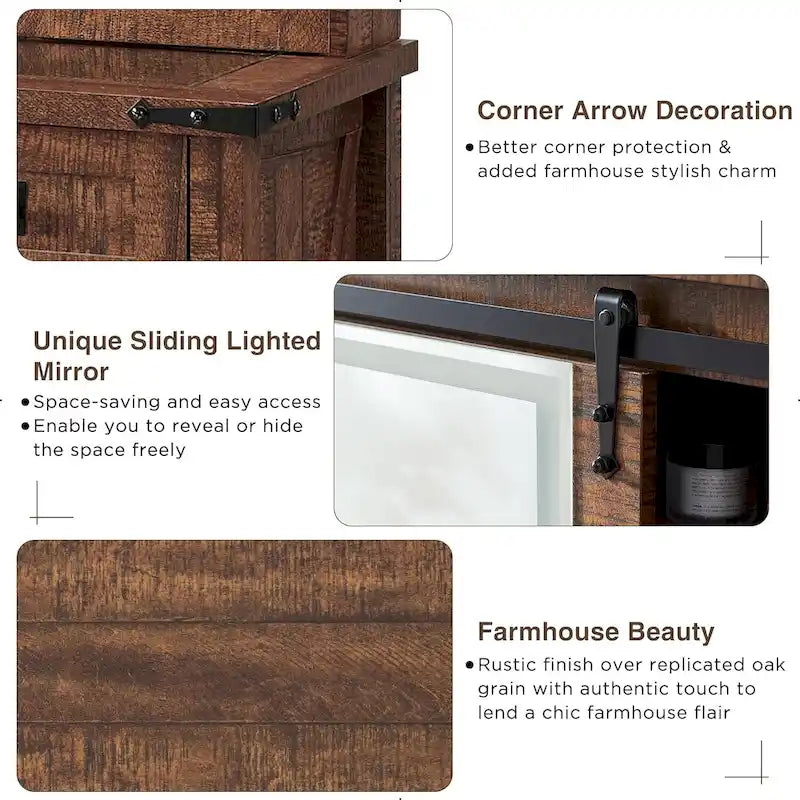 Coiffeuse de style maison de campagne avec miroir et tabouret rembourré