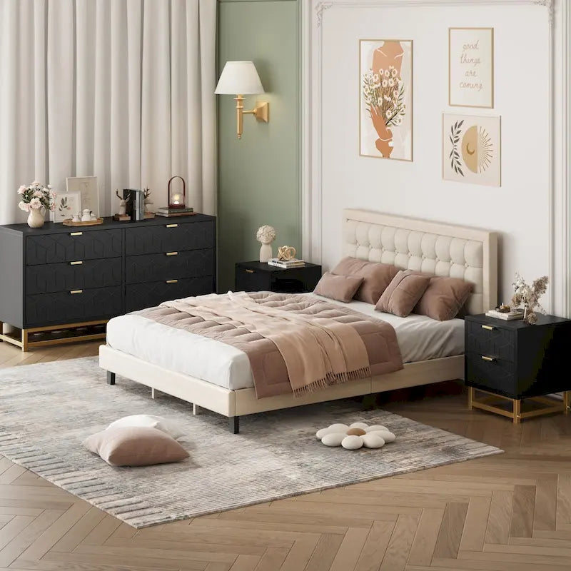 Kommode fürs Schlafzimmer, große Kommode mit Schubladen und Stauraum, 53.5"