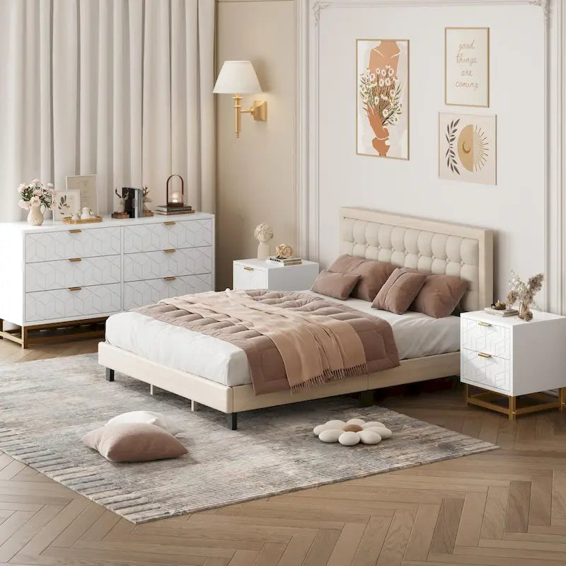 Kommode fürs Schlafzimmer, große Kommode mit Schubladen und Stauraum, 53.5"