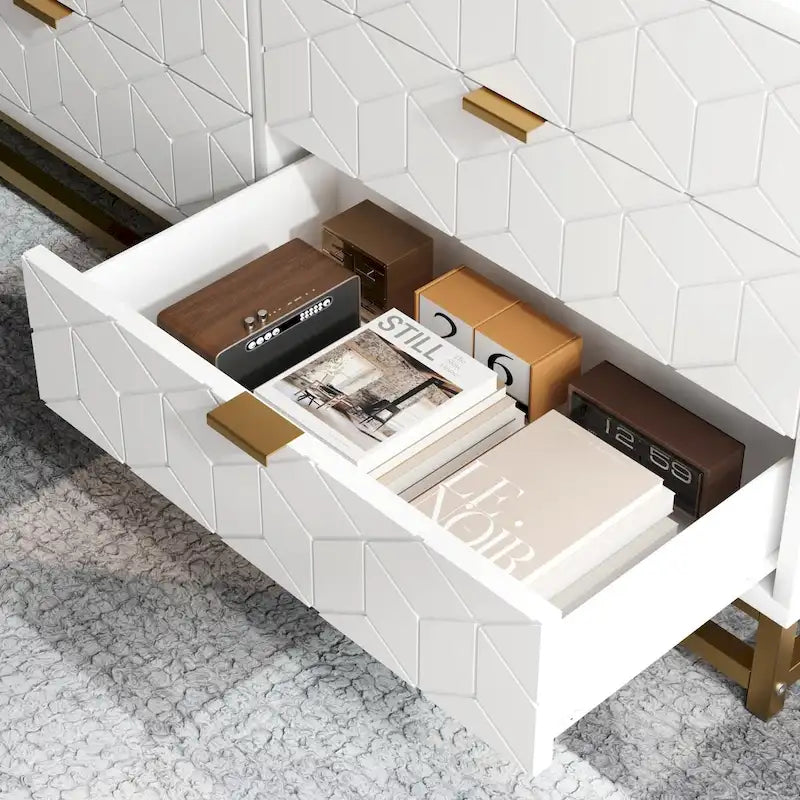 Kommode fürs Schlafzimmer, große Kommode mit Schubladen und Stauraum, 53.5"