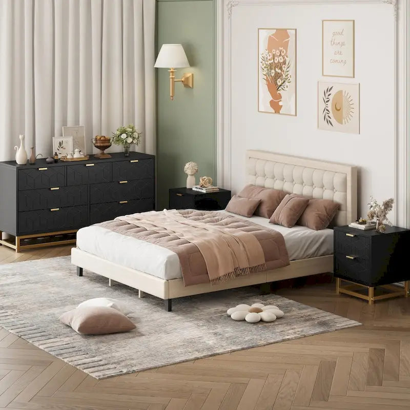 Kommode fürs Schlafzimmer, große Kommode mit Schubladen und Stauraum, 53.5"