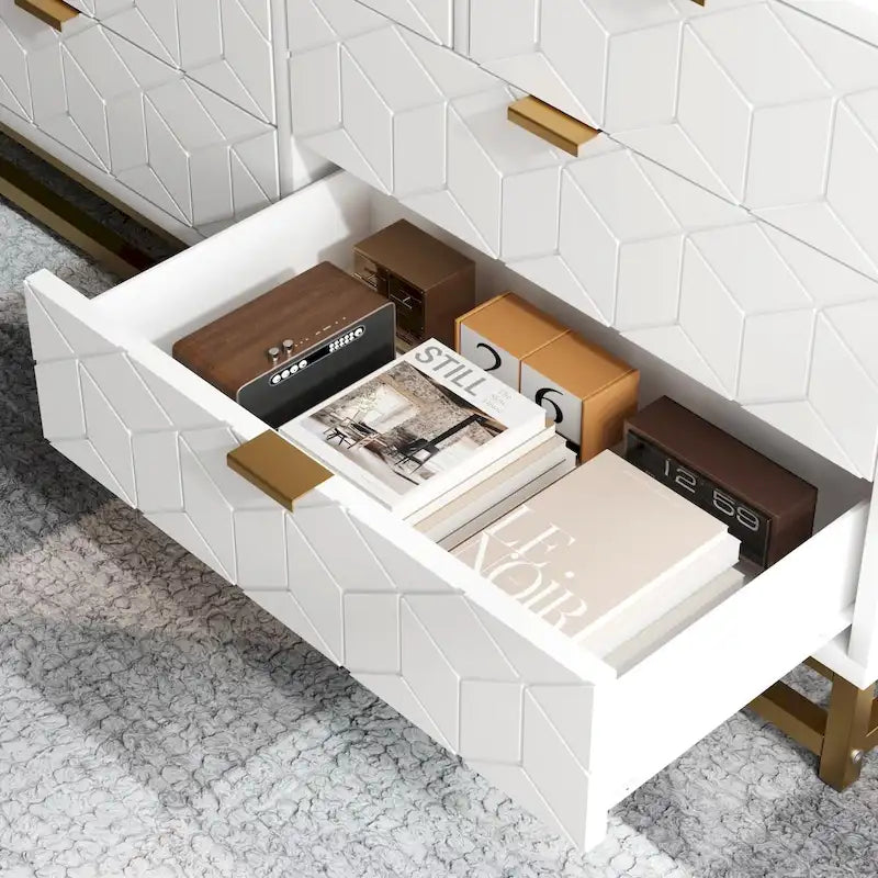 Kommode fürs Schlafzimmer, große Kommode mit Schubladen und Stauraum, 53.5"