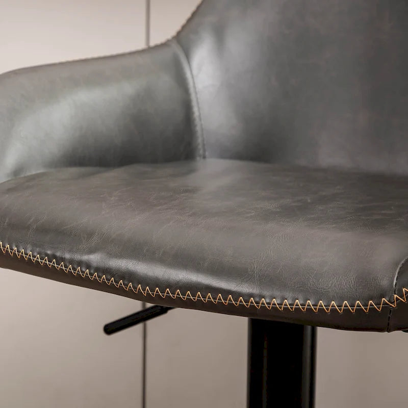 Set aus 3 verstellbaren drehbaren Barhockern im Mid-Century-Stil aus Kunstleder
