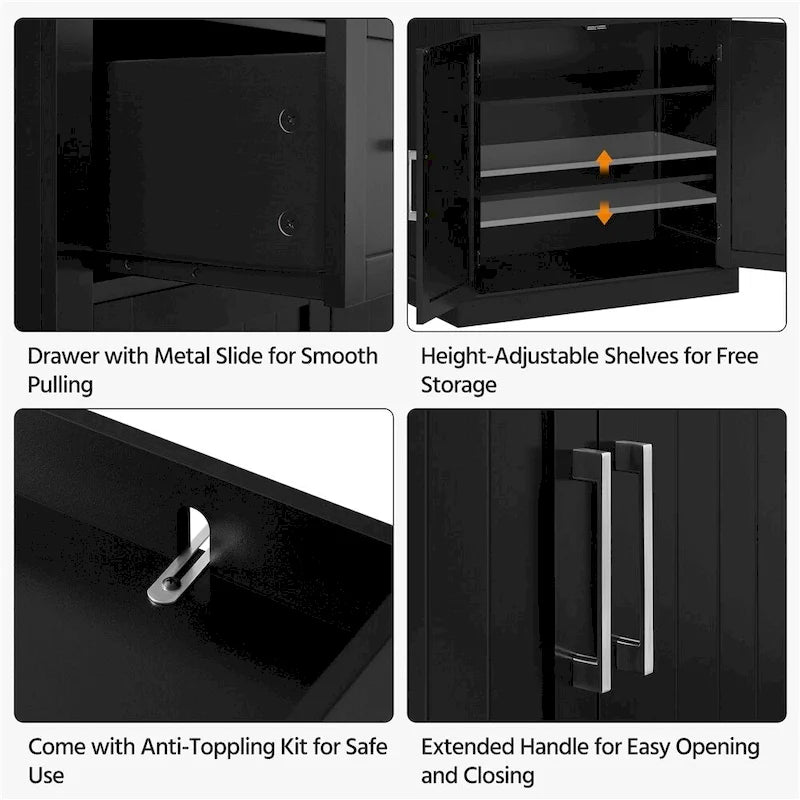 Wooden Kitchen Pantry Storage Cabinet with Doors and Shelves