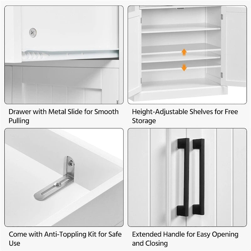 Wooden Kitchen Pantry Storage Cabinet with Doors and Shelves