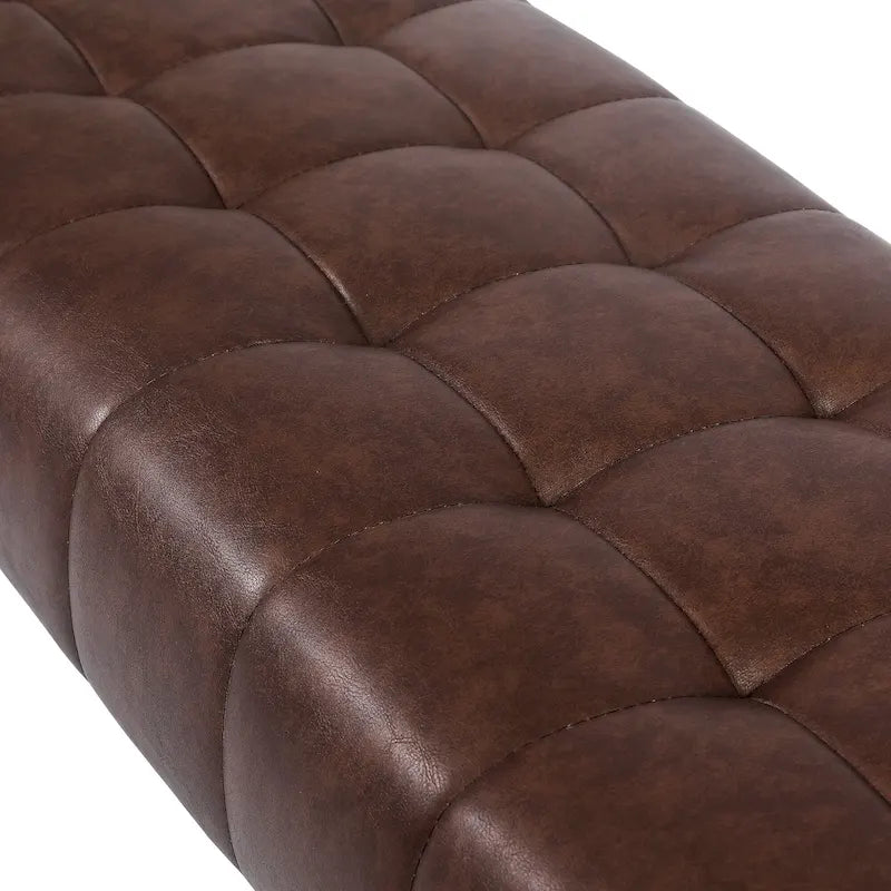 Poefbank van 41 inch met gecapitonneerd imitatieleer voor de woonkamer