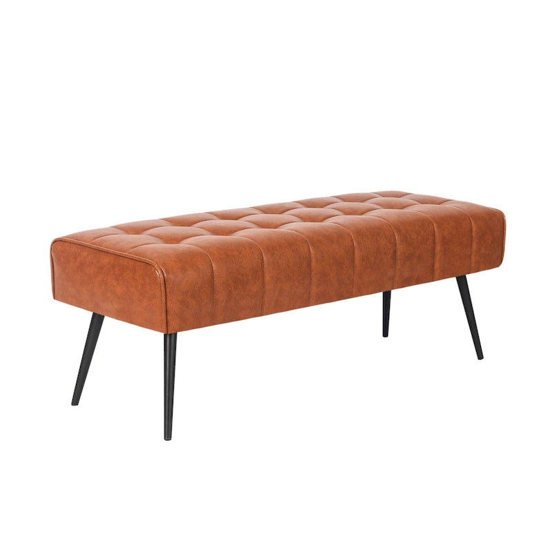 Poefbank van 41 inch met gecapitonneerd imitatieleer voor de woonkamer