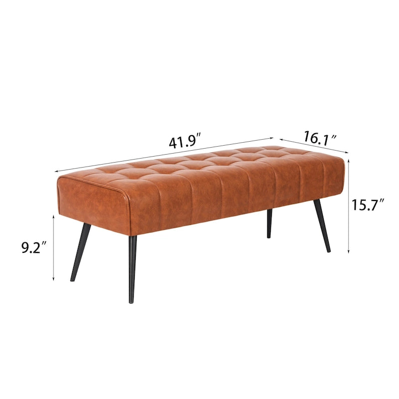 Poefbank van 41 inch met gecapitonneerd imitatieleer voor de woonkamer