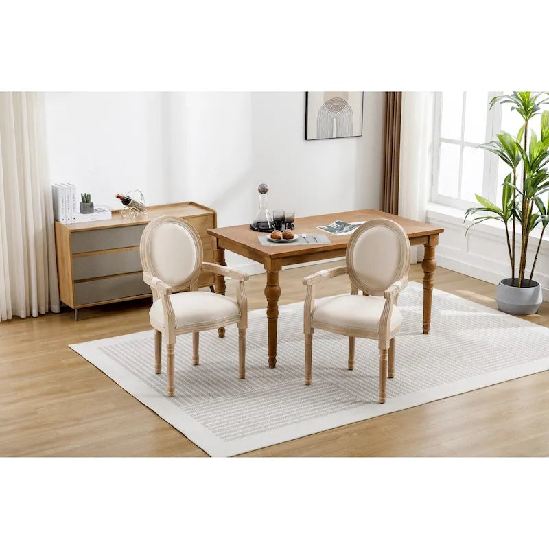 Set di 2 poltrone da pranzo imbottite in tessuto
