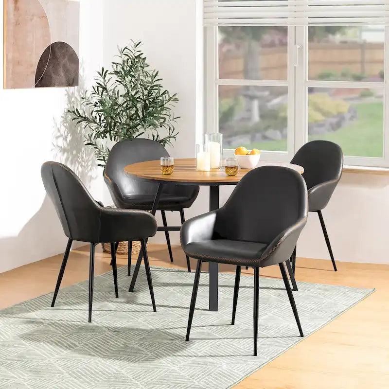 Set aus 2/4/6 modernen Akzent-Esszimmerstühlen aus Kunstleder im Mid-Century-Stil