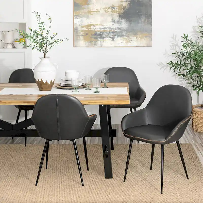 Set aus 2/4/6 modernen Akzent-Esszimmerstühlen aus Kunstleder im Mid-Century-Stil