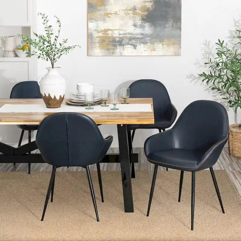 Set aus 2/4/6 modernen Akzent-Esszimmerstühlen aus Kunstleder im Mid-Century-Stil