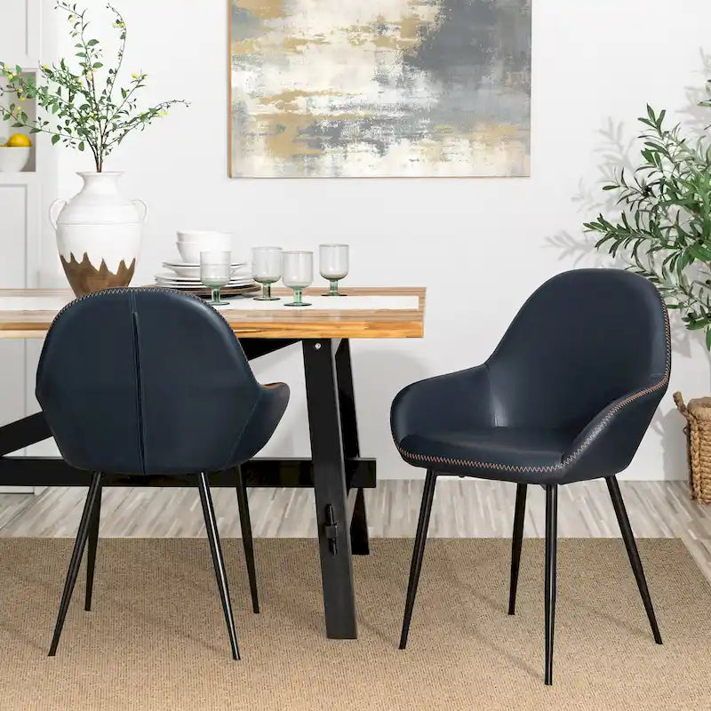 Set aus 2/4/6 modernen Akzent-Esszimmerstühlen aus Kunstleder im Mid-Century-Stil