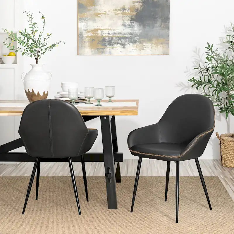 Set aus 2/4/6 modernen Akzent-Esszimmerstühlen aus Kunstleder im Mid-Century-Stil