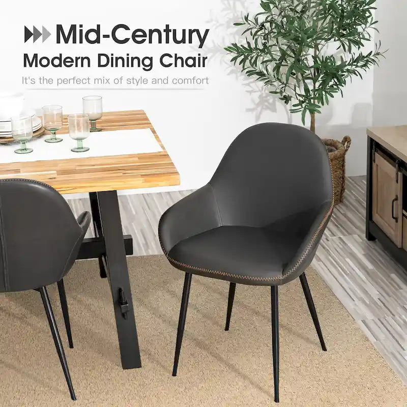 Set aus 2/4/6 modernen Akzent-Esszimmerstühlen aus Kunstleder im Mid-Century-Stil